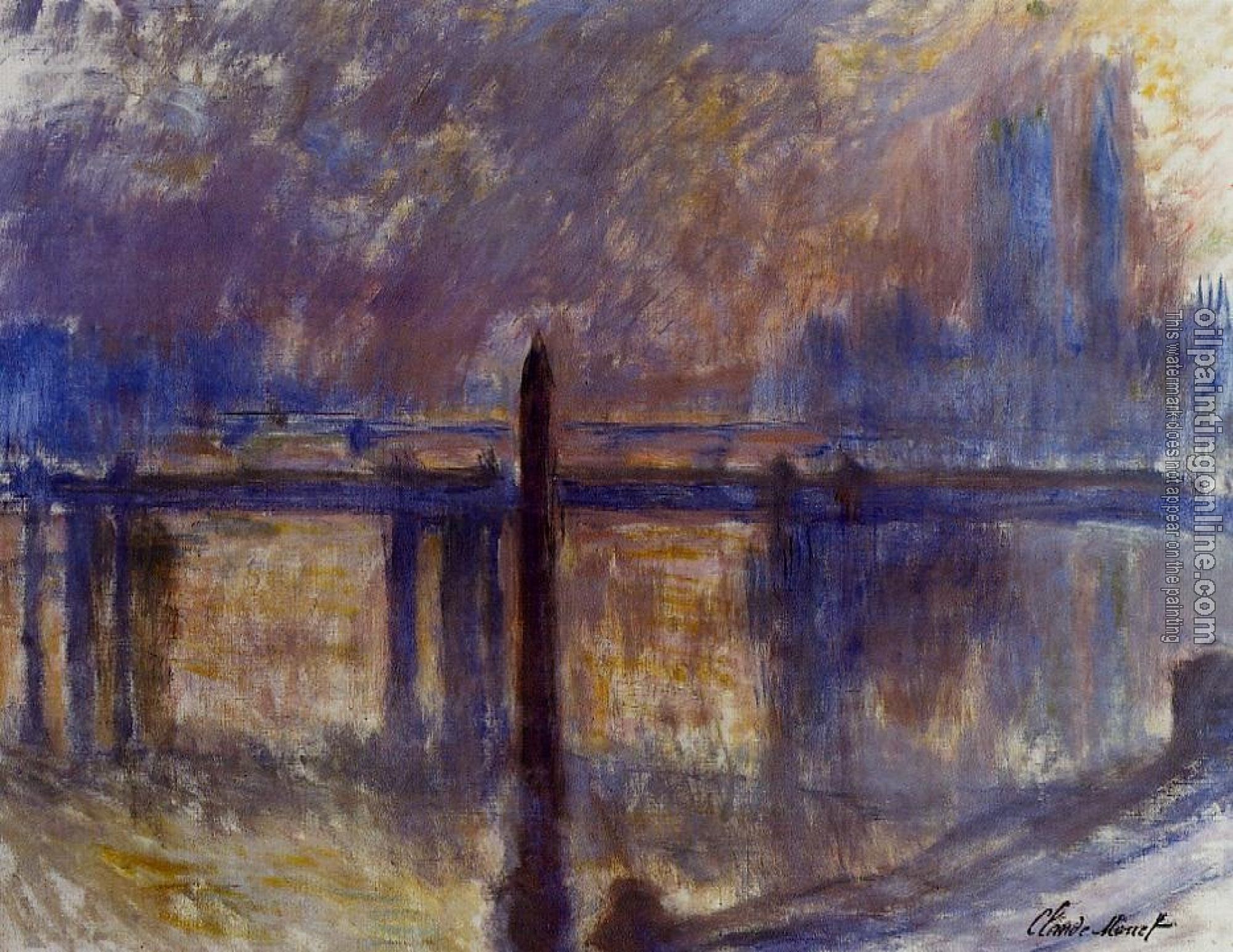 Monet, Claude Oscar - Charing Cross Bridge and Cleopatra's Needle